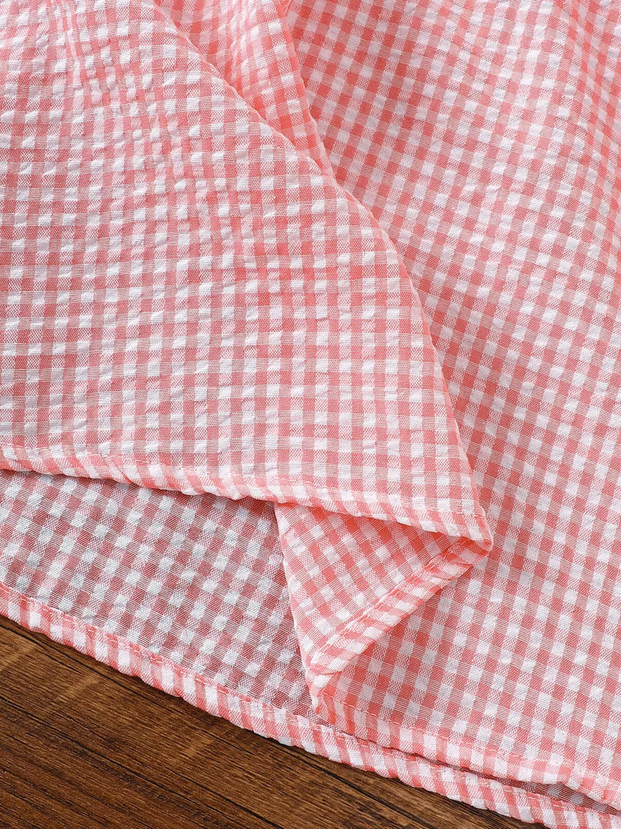 Children's Smocked Plaid Ruffle Sleeve Dress option 6