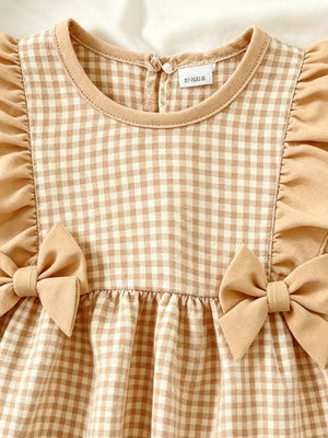 Children's Ruffled Plaid Top And Pants Set option 9