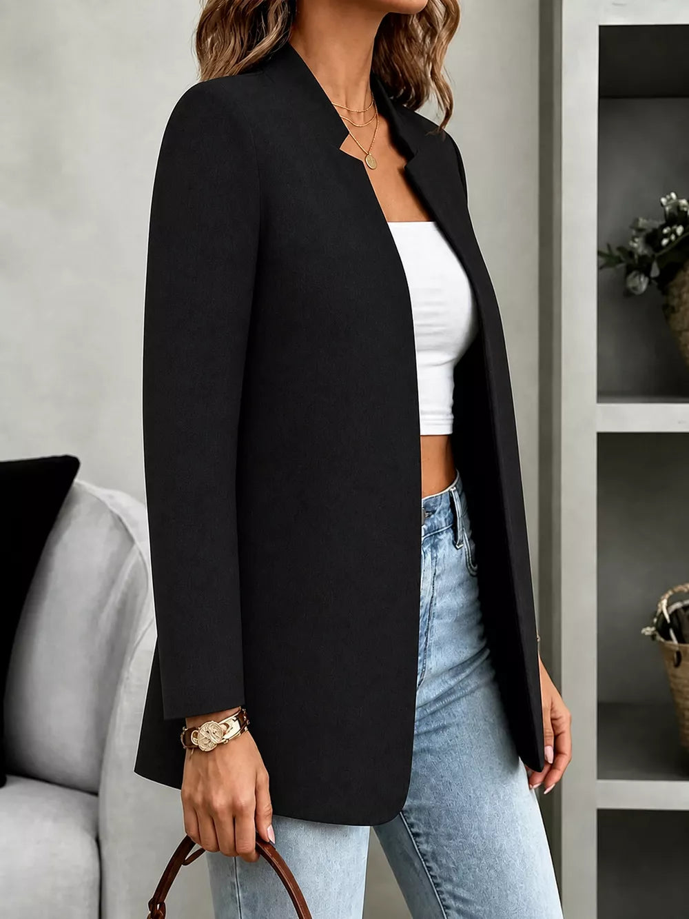 black blazer with unlined and long sleeve