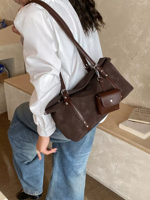Leather Shoulder Bag With Detachable Pouch option 5
