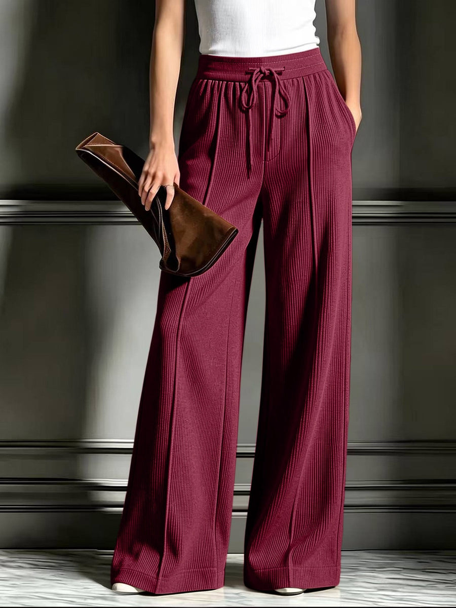 wide-leg pants in Light Gray with tied and full-length