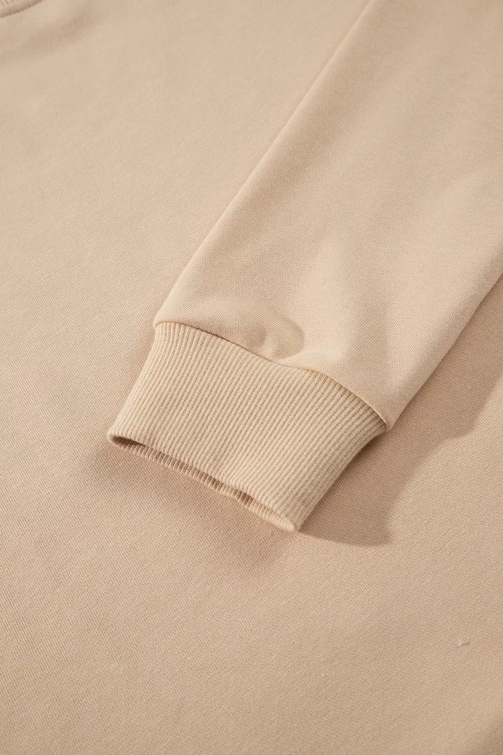 sweatshirt in Tan with embroidery and hip-length