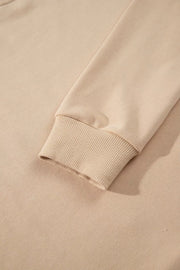 sweatshirt in Tan with embroidery and hip-length