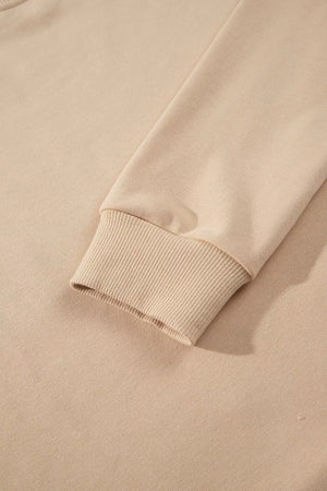 sweatshirt in Tan with embroidery and hip-length