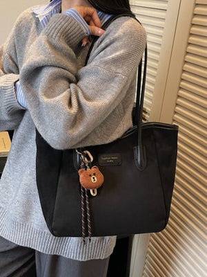 Suede Imported Size &amp tote in Brown with boxy silhouette