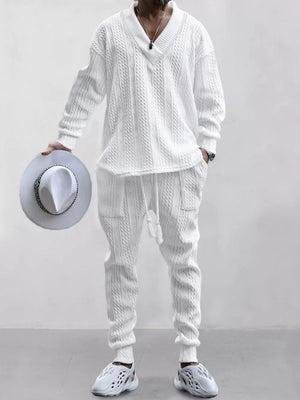 lounge set featuring cable knit in Light Gray with 95%polyester,5%spandex Care instructions: Machine wash cold texture