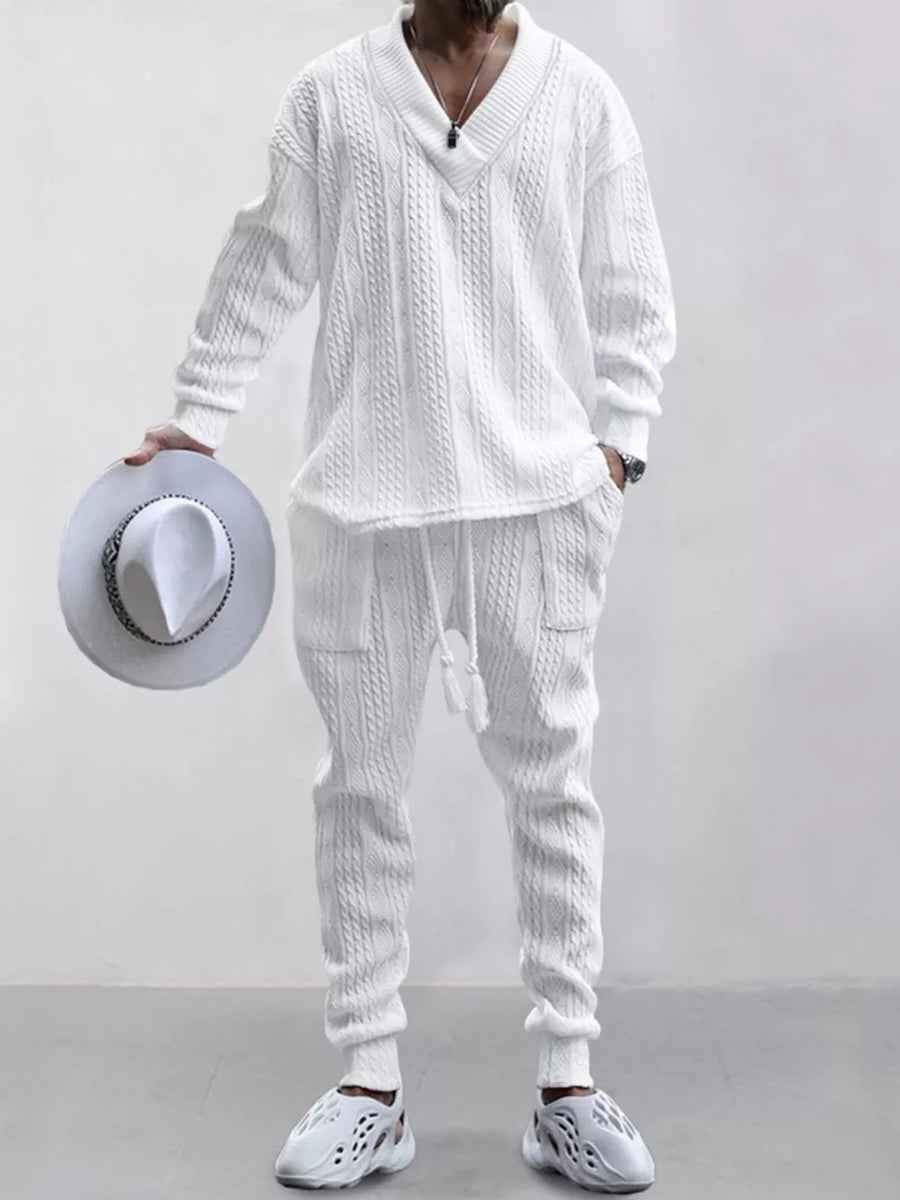 lounge set featuring cable knit in Light Gray with 95%polyester,5%spandex Care instructions: Machine wash cold texture