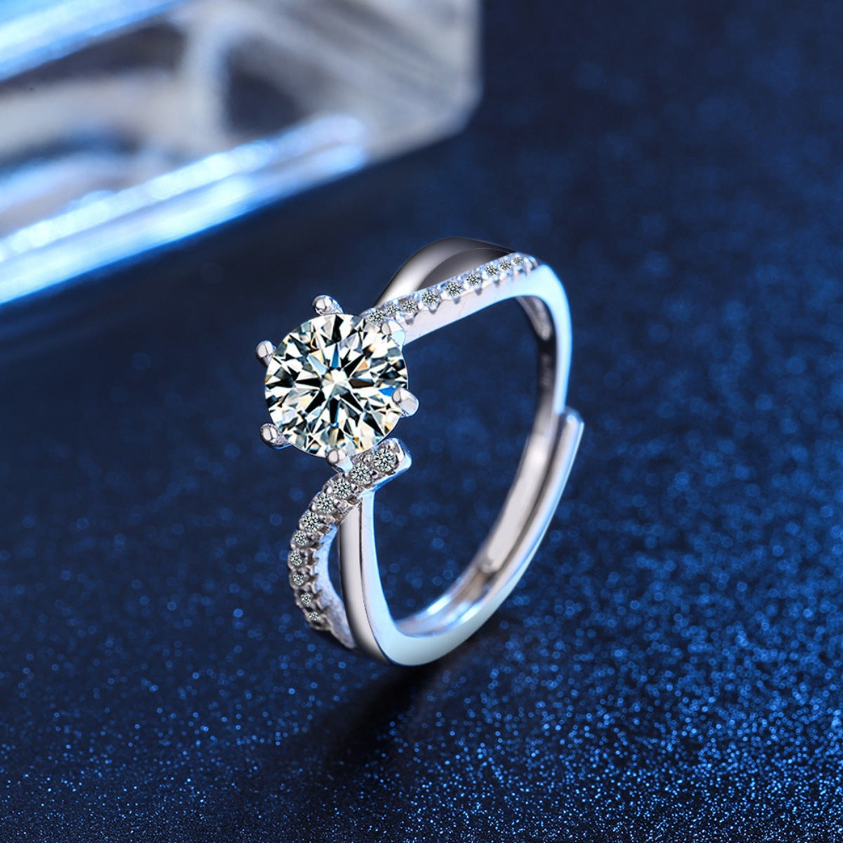 ring in silver featuring moissanite stone and n/a fit