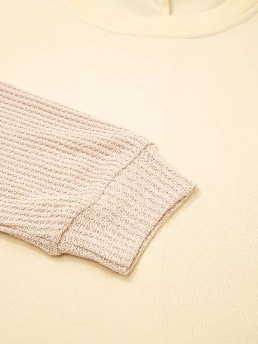 1 Faux Two Piece Patchwork Sweatshirt in Beige, 2 In 1 Faux Two Piece Patchwork Sweatshirt in 1 Faux Two Piece Patchwork
