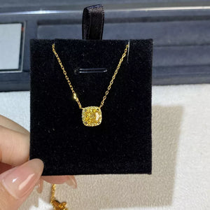 18K Gold-Plated, 925 sterling silver, Growing high-carbon diamonds Care instruct necklace in yellow with pendant necklace