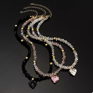necklace in ivory with pendant and choker