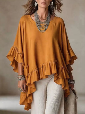 White blouse with tunic-length and pullover