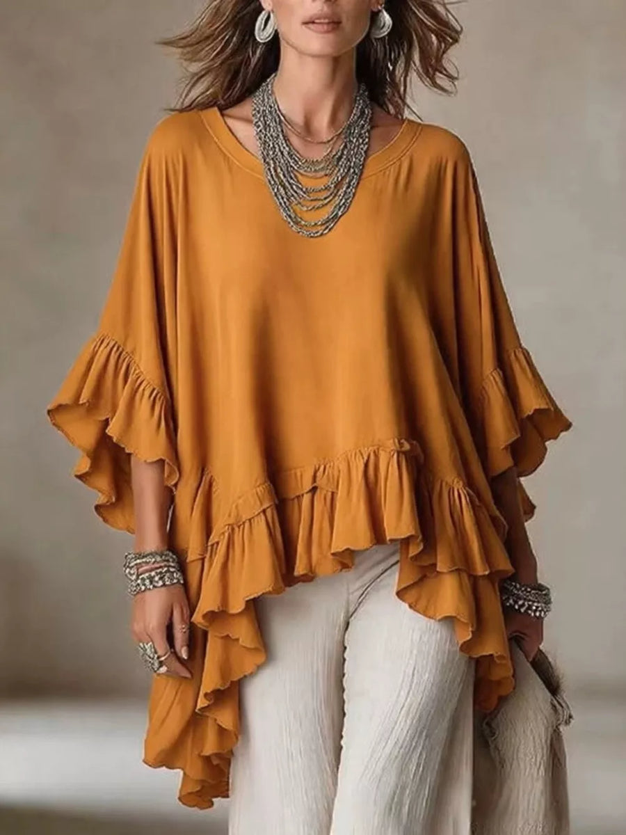 White blouse with tunic-length and pullover