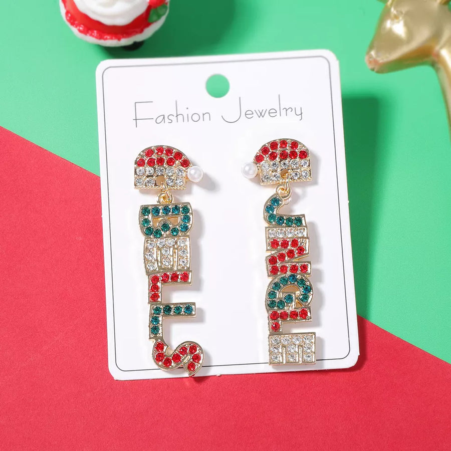 red earrings featuring rhinestone embellishment and novelty