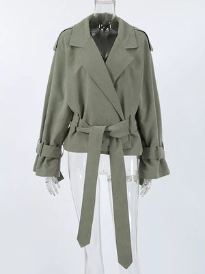 Lapel Collar Belted Cropped Trench option 6