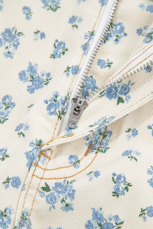 Grommet Knot Waist Floral Barrel Leg Jeans option 10