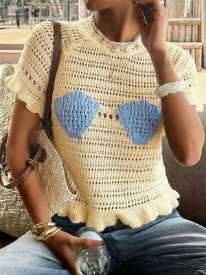 Seashell Crochet Knit Top option 8