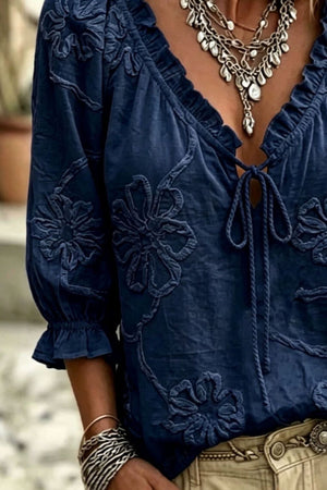 burgundy relaxed blouse with v-neck