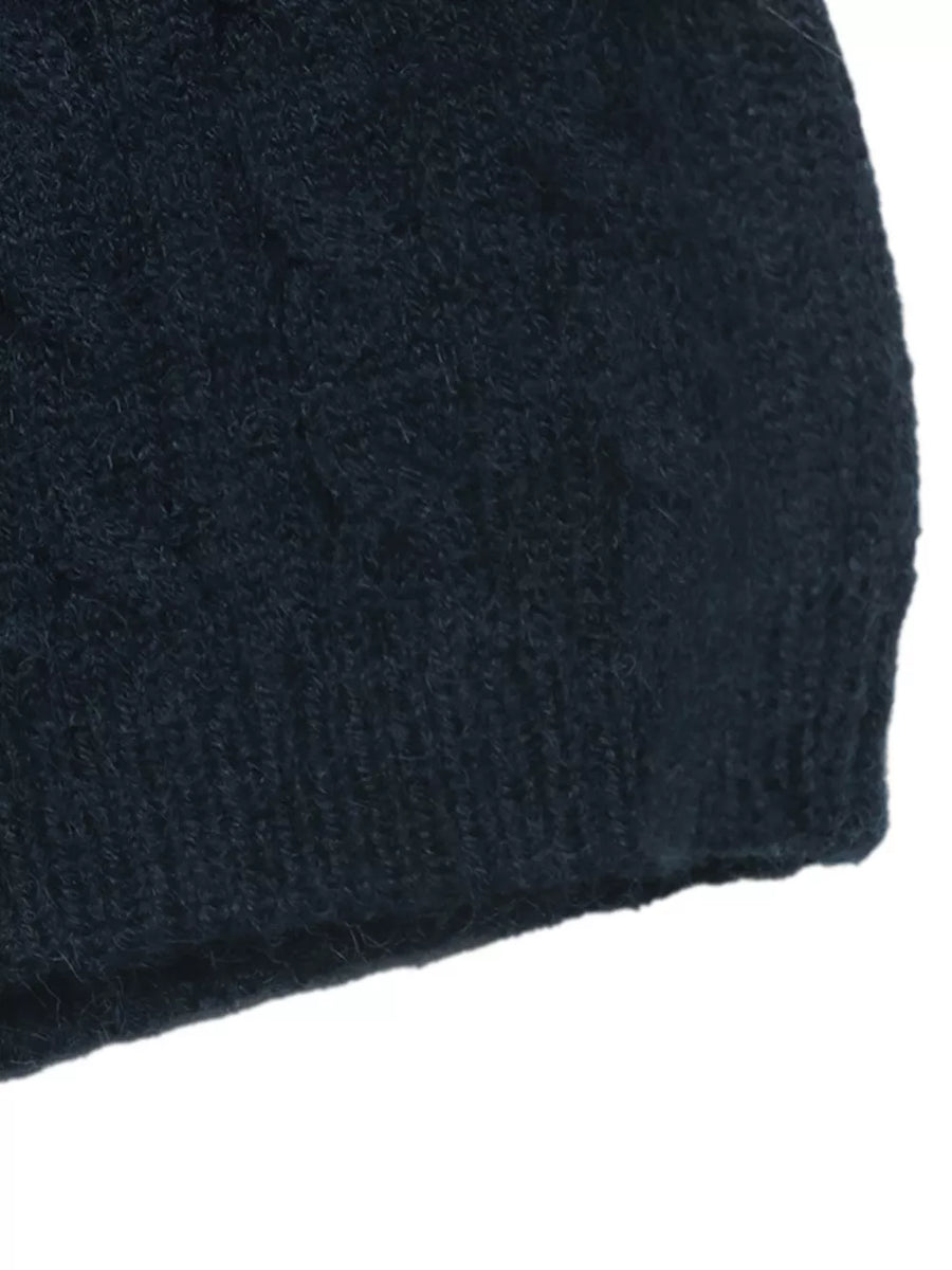 navy blue pullover sweater with stretch and long sleeve