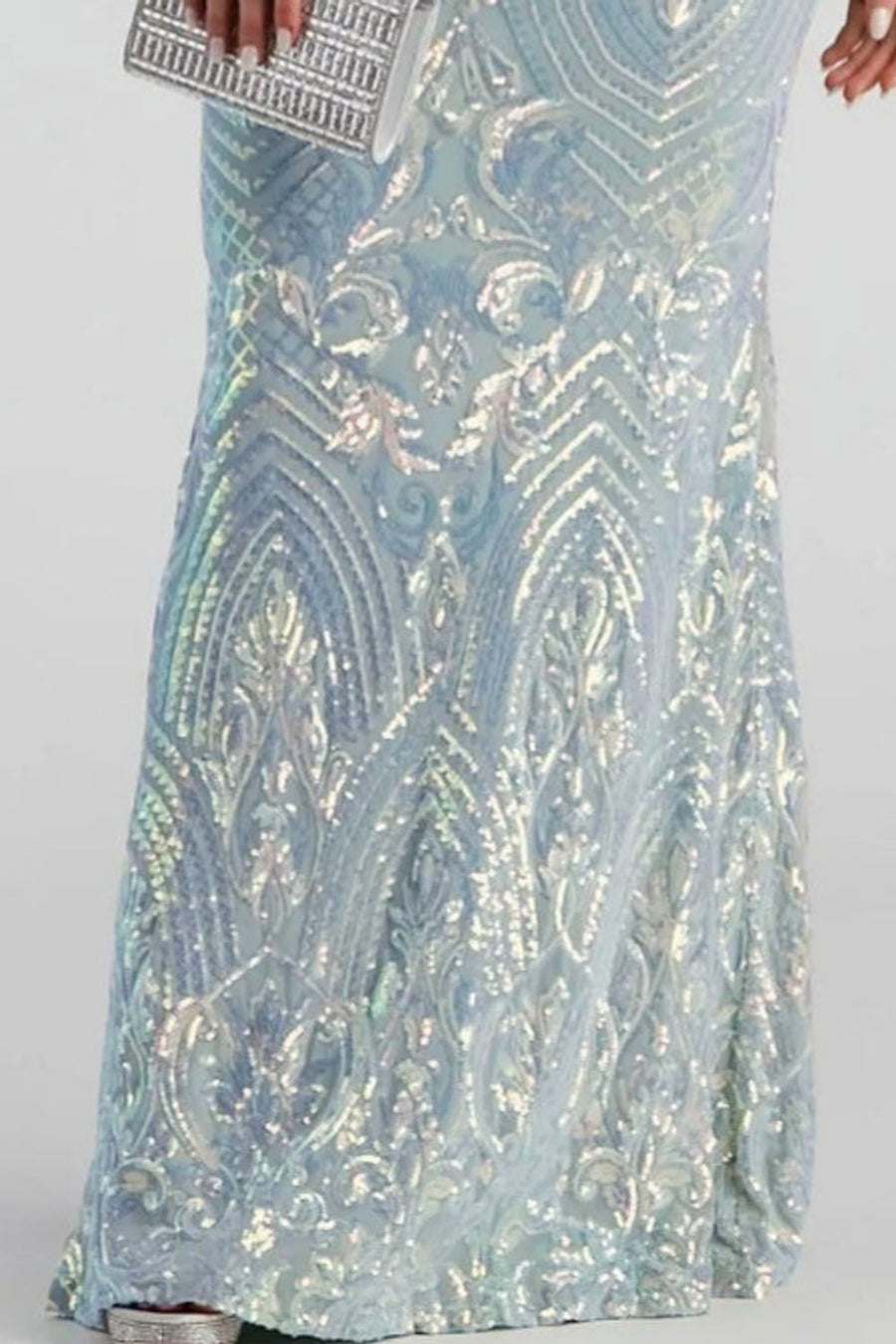 glam formal gown in Sky Blue with sweetheart