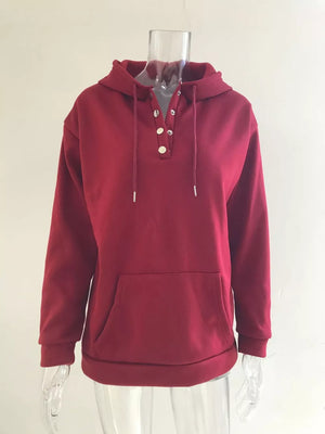 Purple Full Size Kangaroo Pocket Drawstring Hoodie