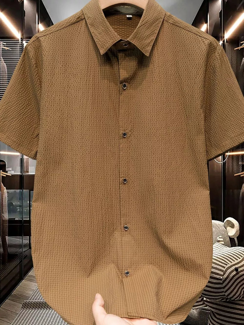 Sage Men's Plus Size Textured Short-sleeve Shirt