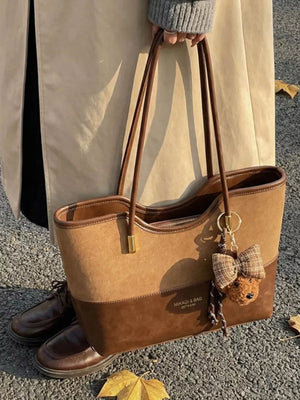 Brown with Pu Leather Shoulder Bag in Brown