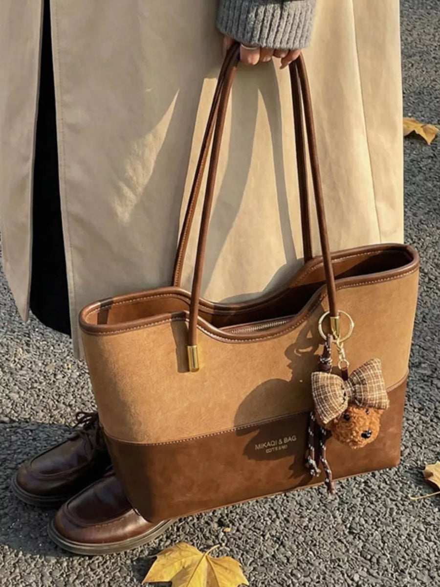 Brown with Pu Leather Shoulder Bag in Brown