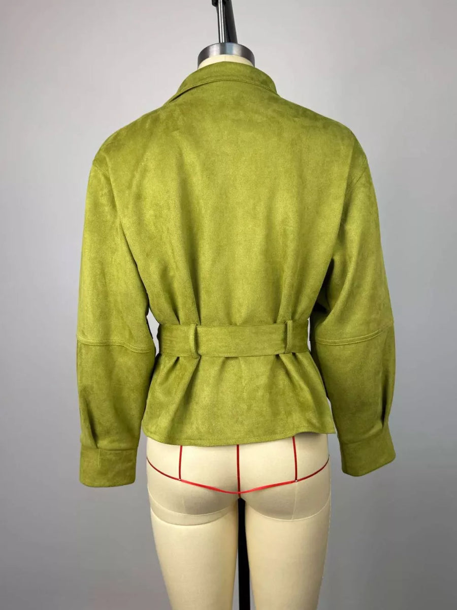 lime green jacket with pocketed and long sleeve
