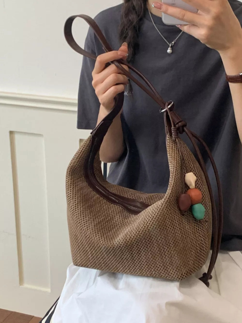 bohemian handbag in tan with not applicable