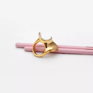18K Gold-Plated, Copper Care instructions: Avoid wearing during exercise, as swe ring in gold with regular silhouette