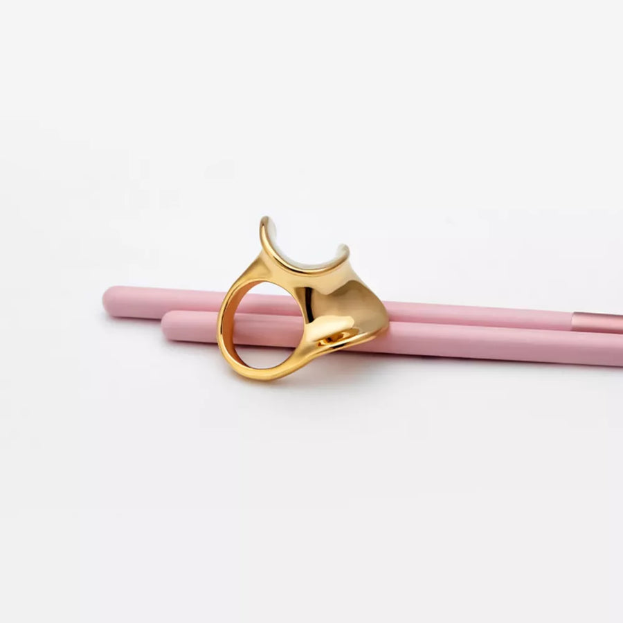 18K Gold-Plated, Copper Care instructions: Avoid wearing during exercise, as swe ring in gold with regular silhouette