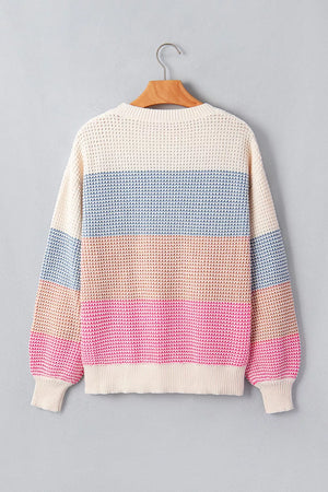 Color Block Waffle Knit Sweater option 8