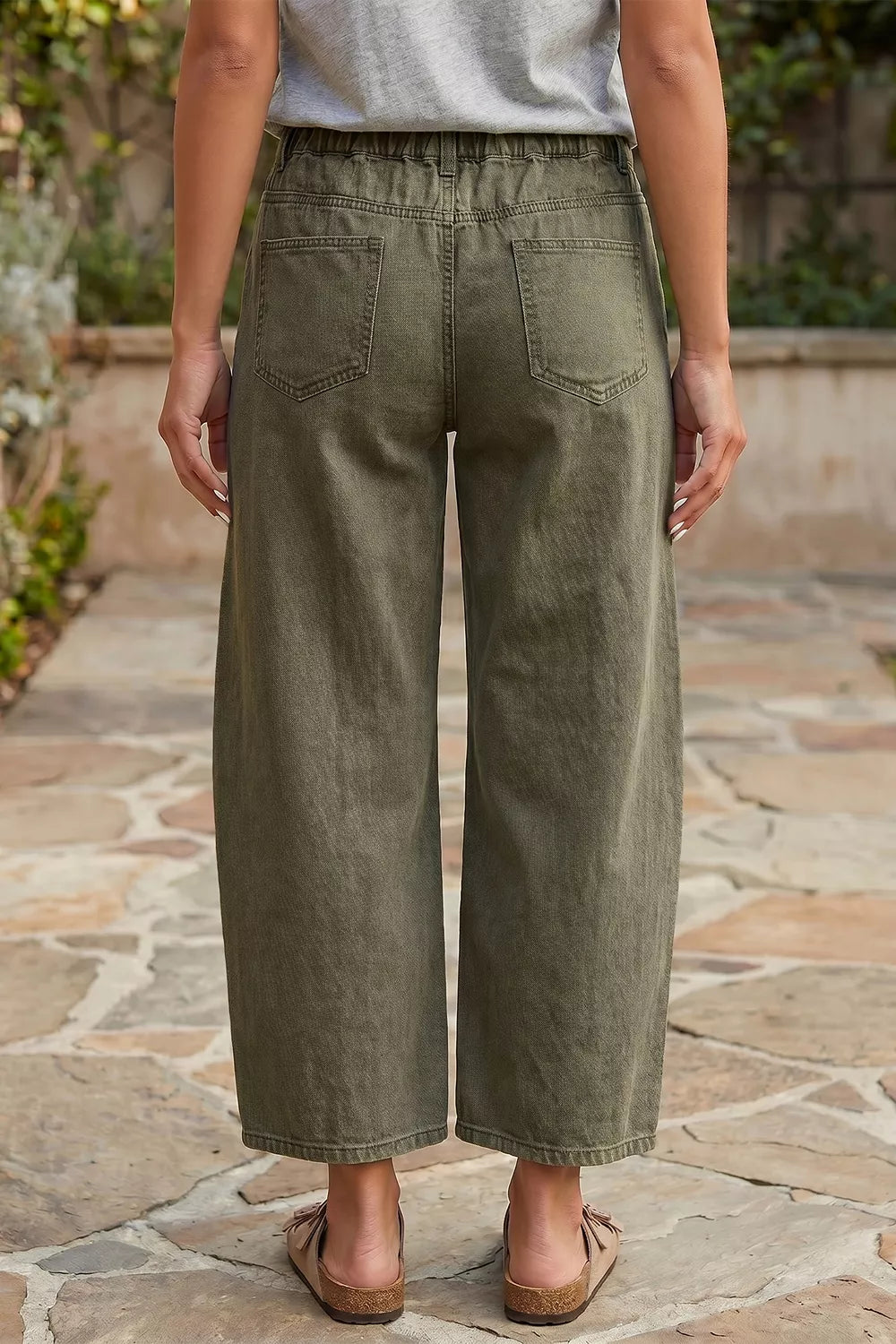Four Leaf Clover Solid Color Ankle Jeans in Army Green