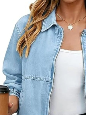 classic denim jacket in Sky Blue with collared