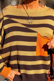 mustard yellow pullover sweater with hip-length and pullover