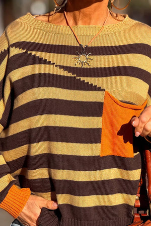 mustard yellow pullover sweater with hip-length and pullover