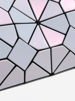 Geometric Prism Iridescent Shoulder Bag in Pink with geometric paneling