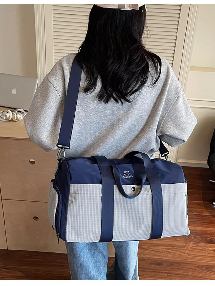 Grey Two-tone Medium Nylon Duffle Bag