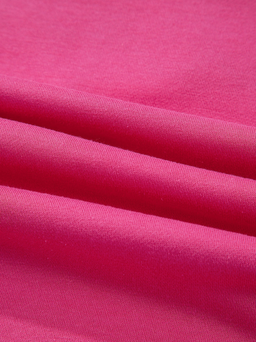 Pink cotton crew neck sweatshirt with subtle texture detail