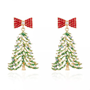 earrings in red with novelty and rhinestone embellishment