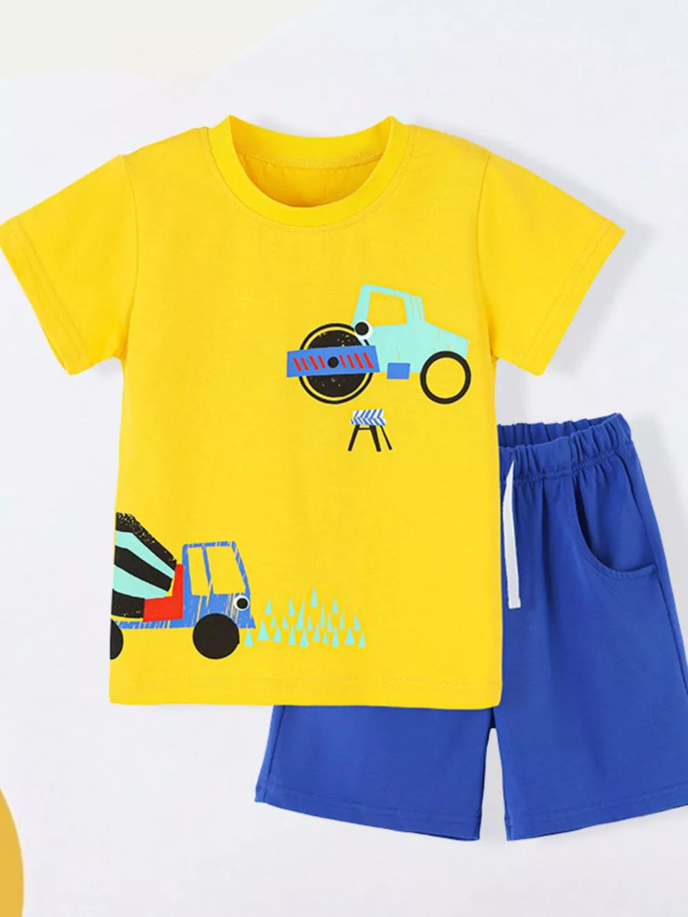 Children's Construction Vehicle T-shirt & Shorts Set in this colorway