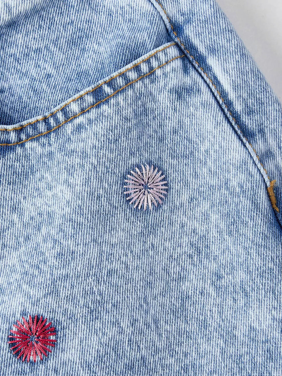 85% cotton, 15% polyester Care instructions: Machine wash cold wide-leg jeans in light blue denim with wide-leg silhouette
