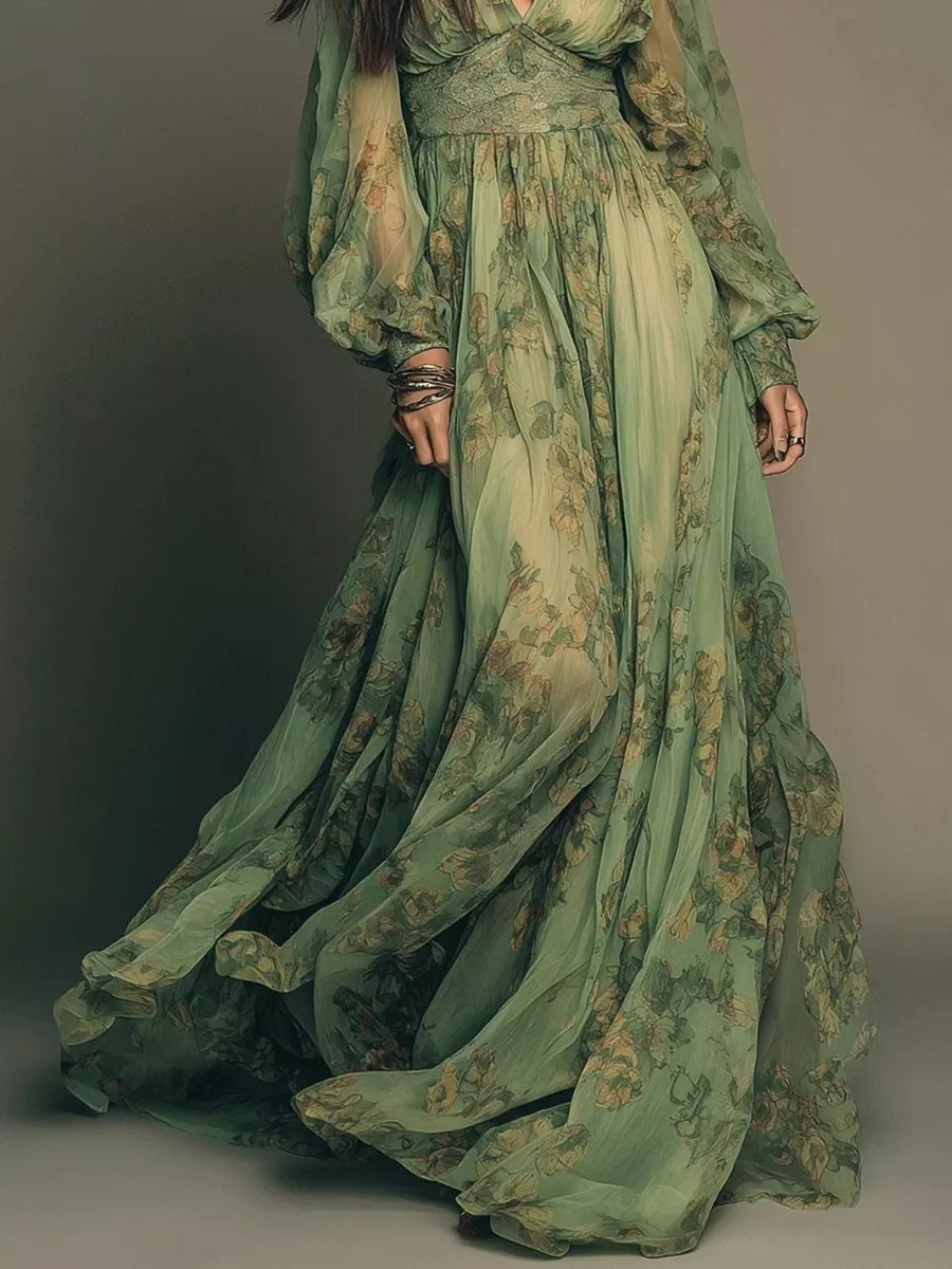 100% polyester Care instructions: Machine wash cold maxi dress in sage green with A-line silhouette
