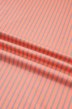 Stripe Colorblock Raw Seam Long Sleeve Tunic in Burnt Coral, view 11