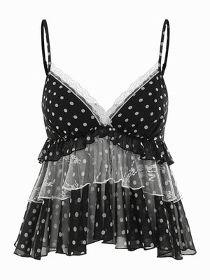 camisole in tan with leopard-print and ruffled