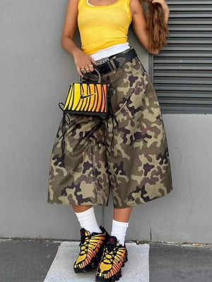 Polish Camouflage, Camouflage Wide-leg Capris in Polish Camouflage