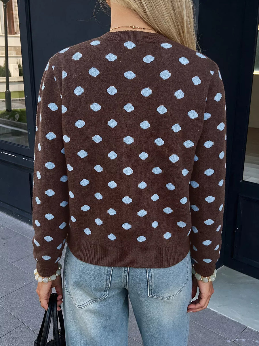 brown cardigan with stretch and long sleeve