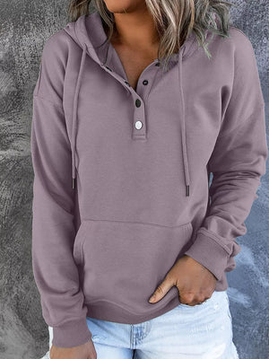 Full Size Kangaroo Pocket Drawstring Hoodie in Army Green