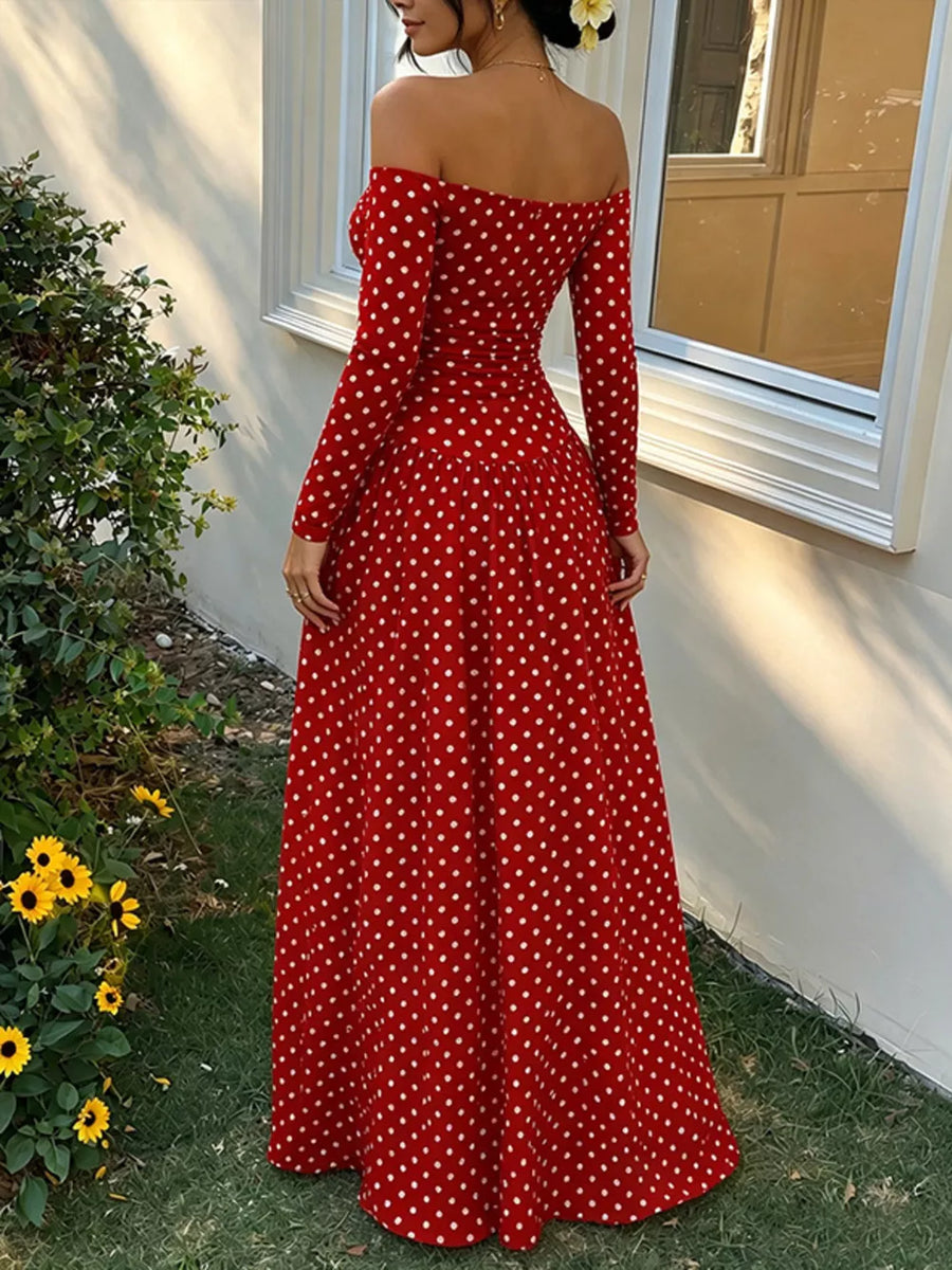Off-the-shoulder Maxi Dress in Black